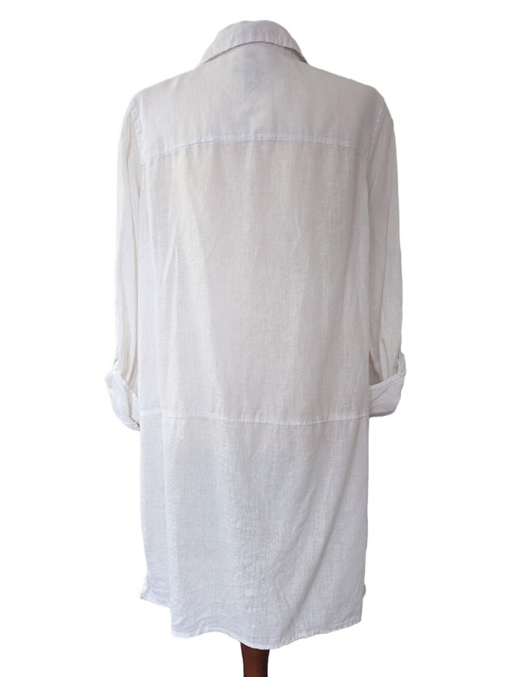Tahari 100% Linen Button Down White Tunic - Picture 8 of 11
